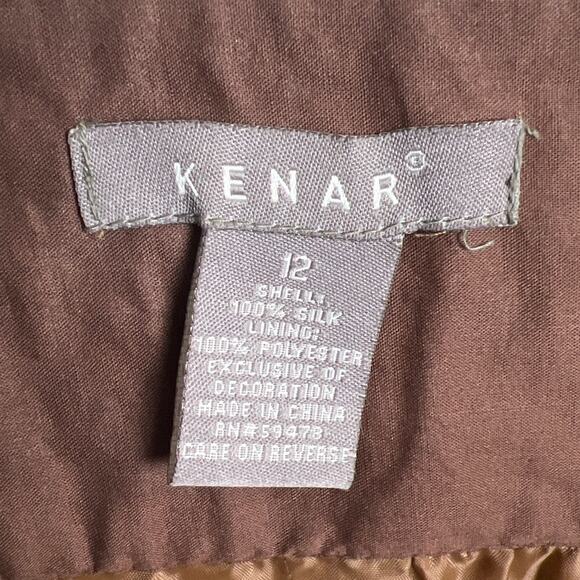 Kenar Size 12 100% Silk long Skirt Brown Beaded Stone - Picture 4 of 4